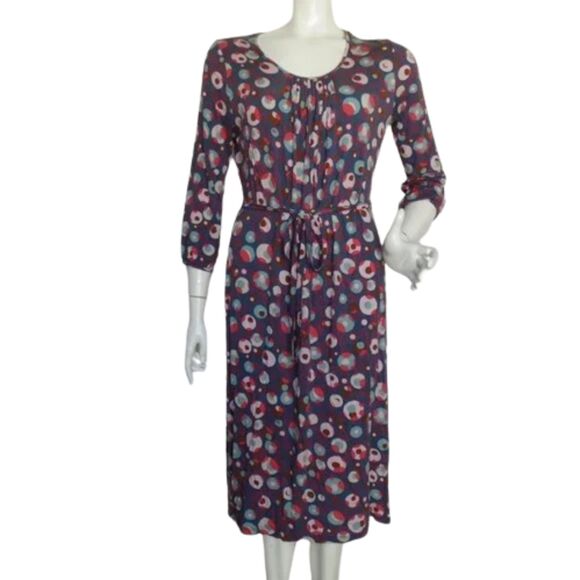 BODEN Dress, 10, Jersey, Multicolor circles/Polka dots, sash, 3/4 sleeves - Picture 10 of 15